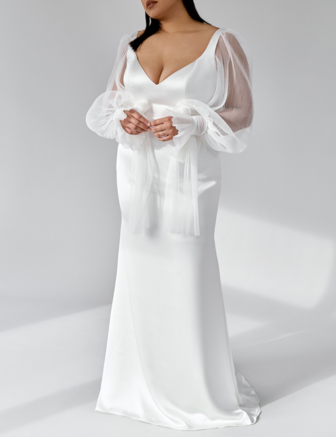 Aesling Marion with Bishop Sleeves - Satin
