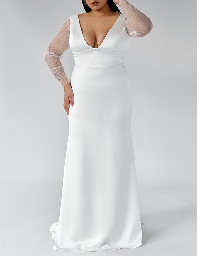 Aesling Morgan with Sleeves - Satin