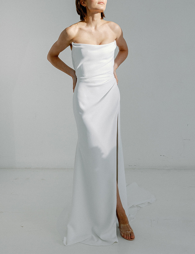 Alyssa Kristin Mira w/ Pleated Slit Skirt