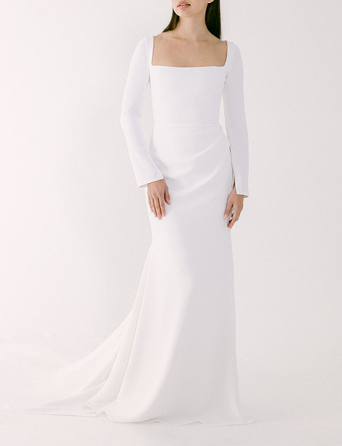 Alyssa Kristin Gemma - Crepe Fitted w/ Pleated Skirt