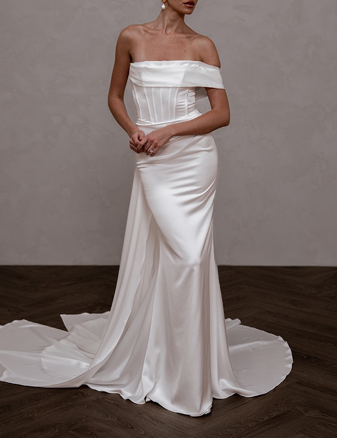 Made With Love Rhode Satin w/ Detachable Train